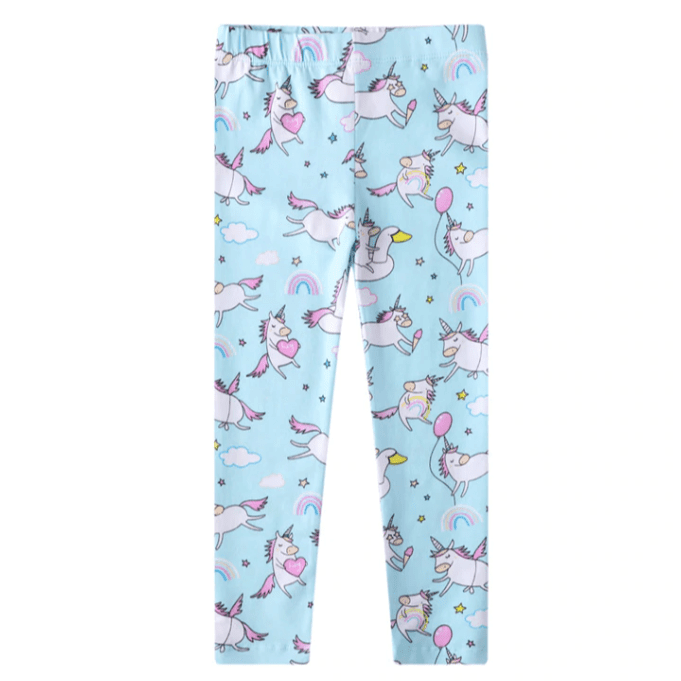 Legging Licorne Bleu Clair Fille - Une Licorne