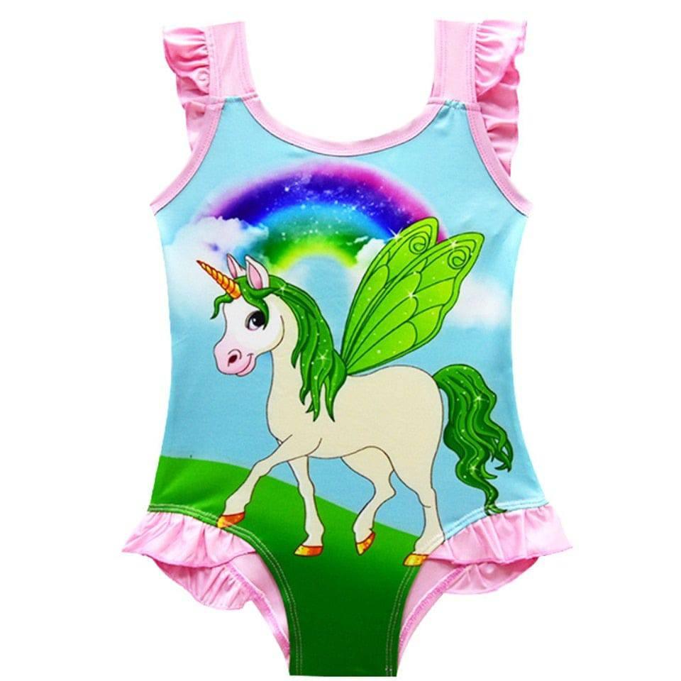 Maillot de bain licorne à volants une-pièce - Licorne