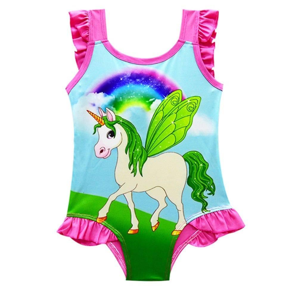 Maillot de bain licorne à volants une-pièce - Licorne