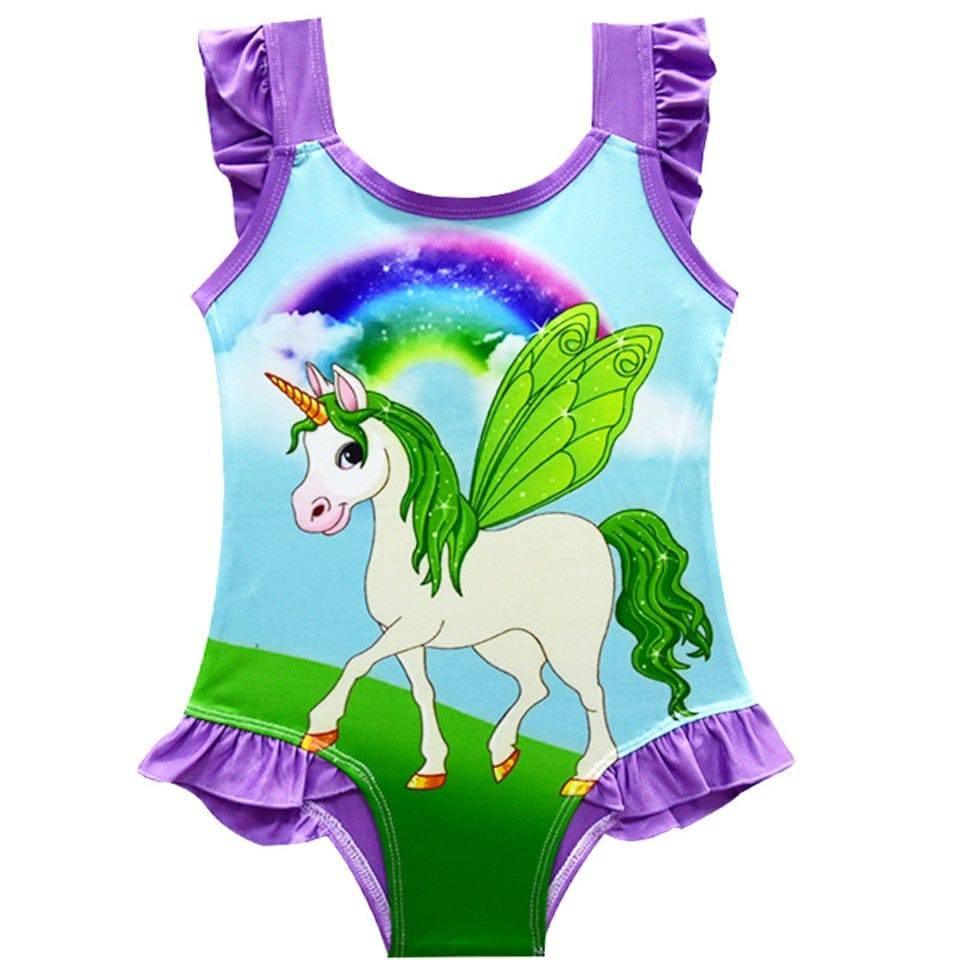 Maillot de bain licorne à volants une-pièce - Licorne