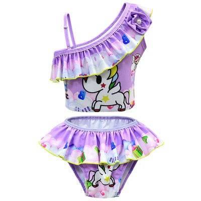 Maillot de bain licorne bretelles asymétriques - Licorne