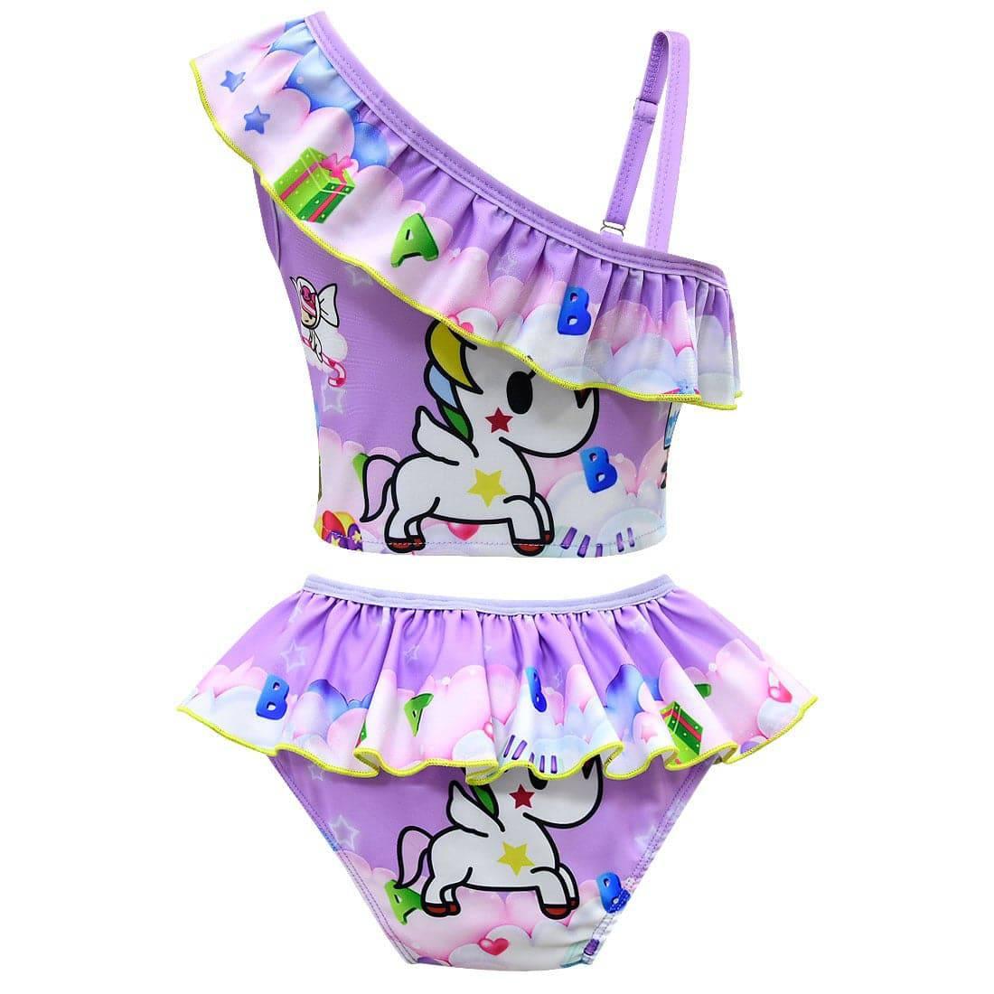 Maillot de bain licorne bretelles asymétriques - Licorne