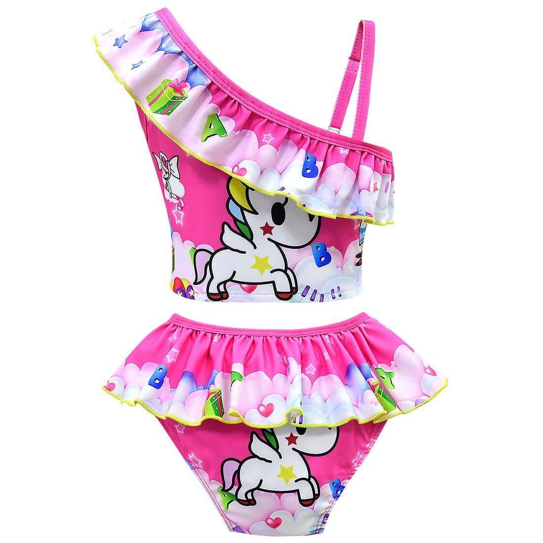 Maillot de bain licorne bretelles asymétriques - Licorne
