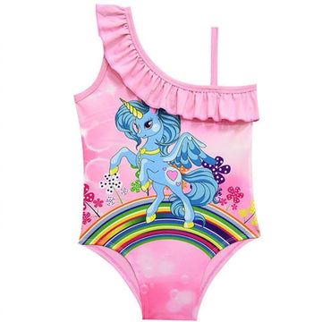 Maillot de bain licorne encolure à volants - Licorne