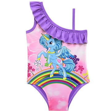 Maillot de bain licorne encolure à volants - Licorne
