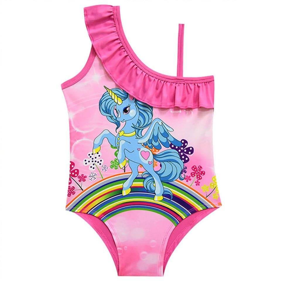 Maillot de bain licorne encolure à volants - Licorne