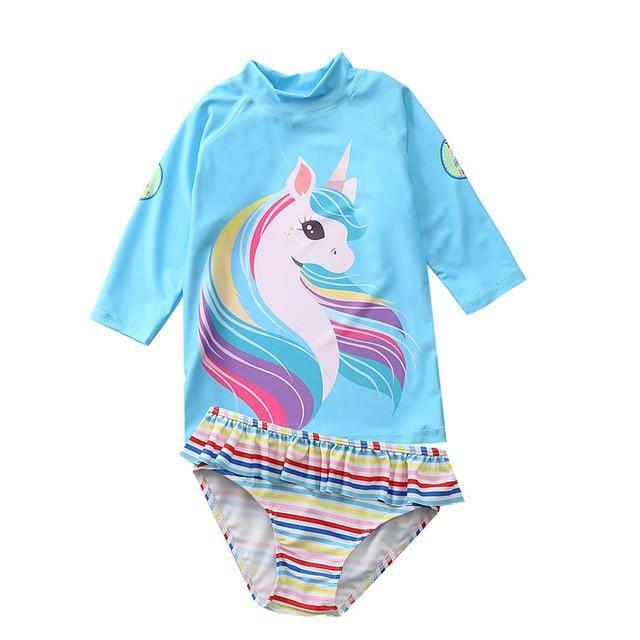 Maillot de bain licorne fille manches 3/4
