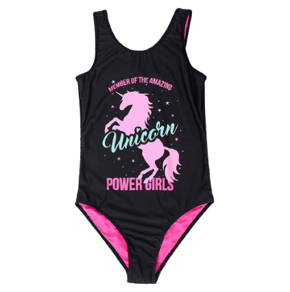 Maillot de bain licorne fillette noir - Licorne