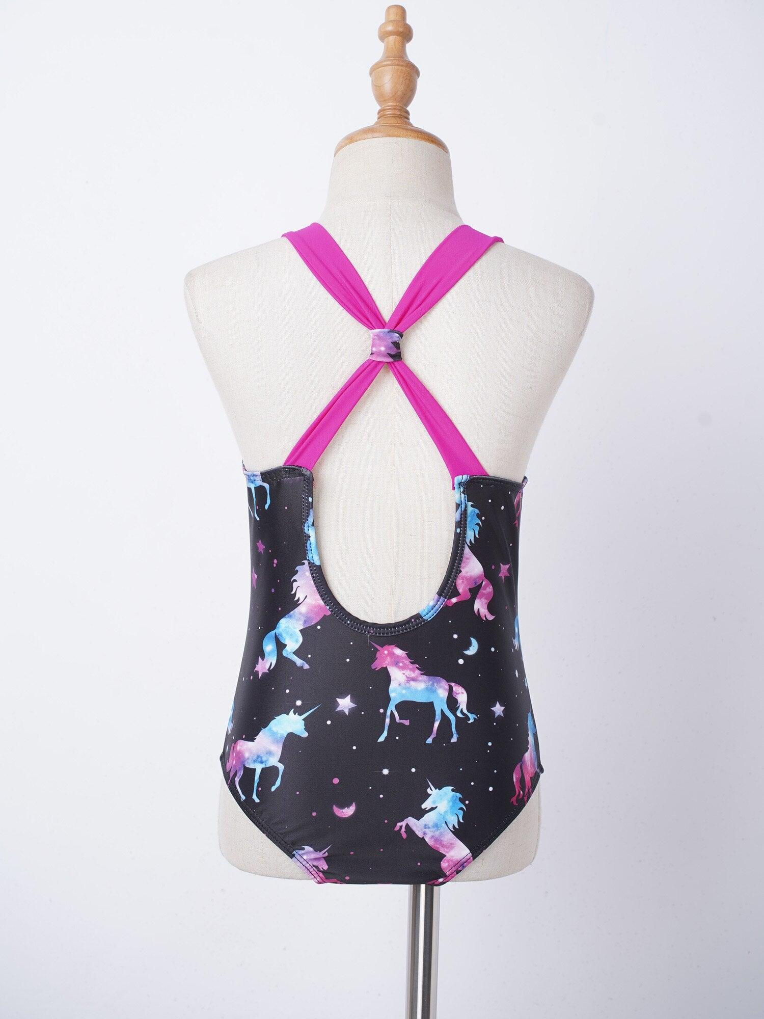Maillot de bain dos nu licorne violet 