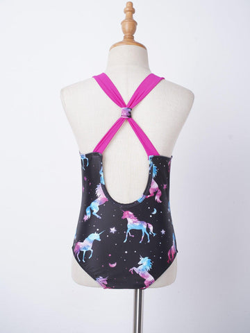 Maillot de bain dos nu licorne violet 