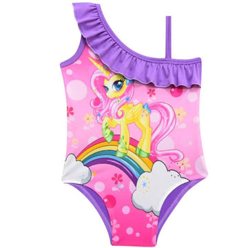 Maillot licorne une-pièce bretelles asymétriques - Licorne