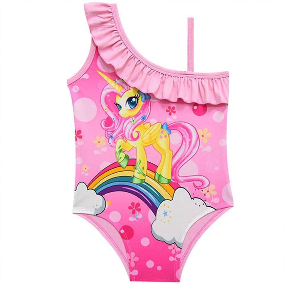 Maillot licorne une-pièce bretelles asymétriques - Licorne