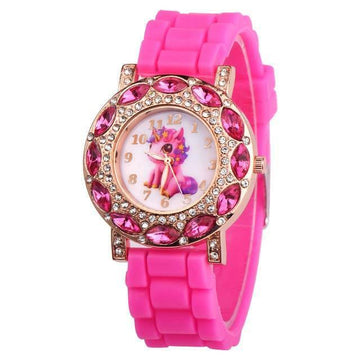Montre Enfant Rose Strass - Une Licorne