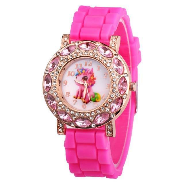 Montre Enfant Rose Strass - Une Licorne