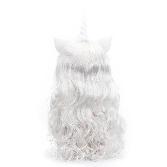Faux cheveux blancs licorne 