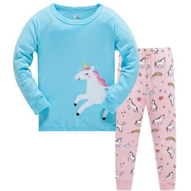 Pyjama Licorne Bleu Fille - Une Licorne