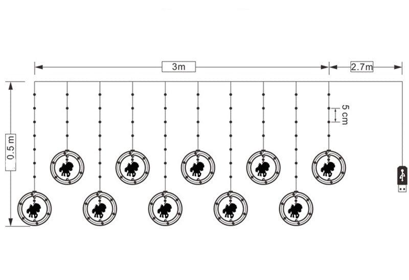 Rideau guirlande lumineuse licorne - Licorne