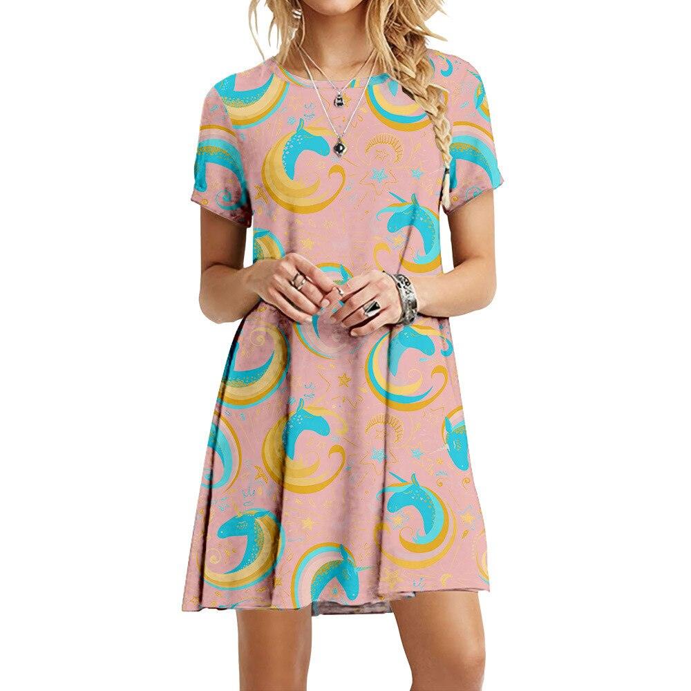 Robe été licorne femme rose