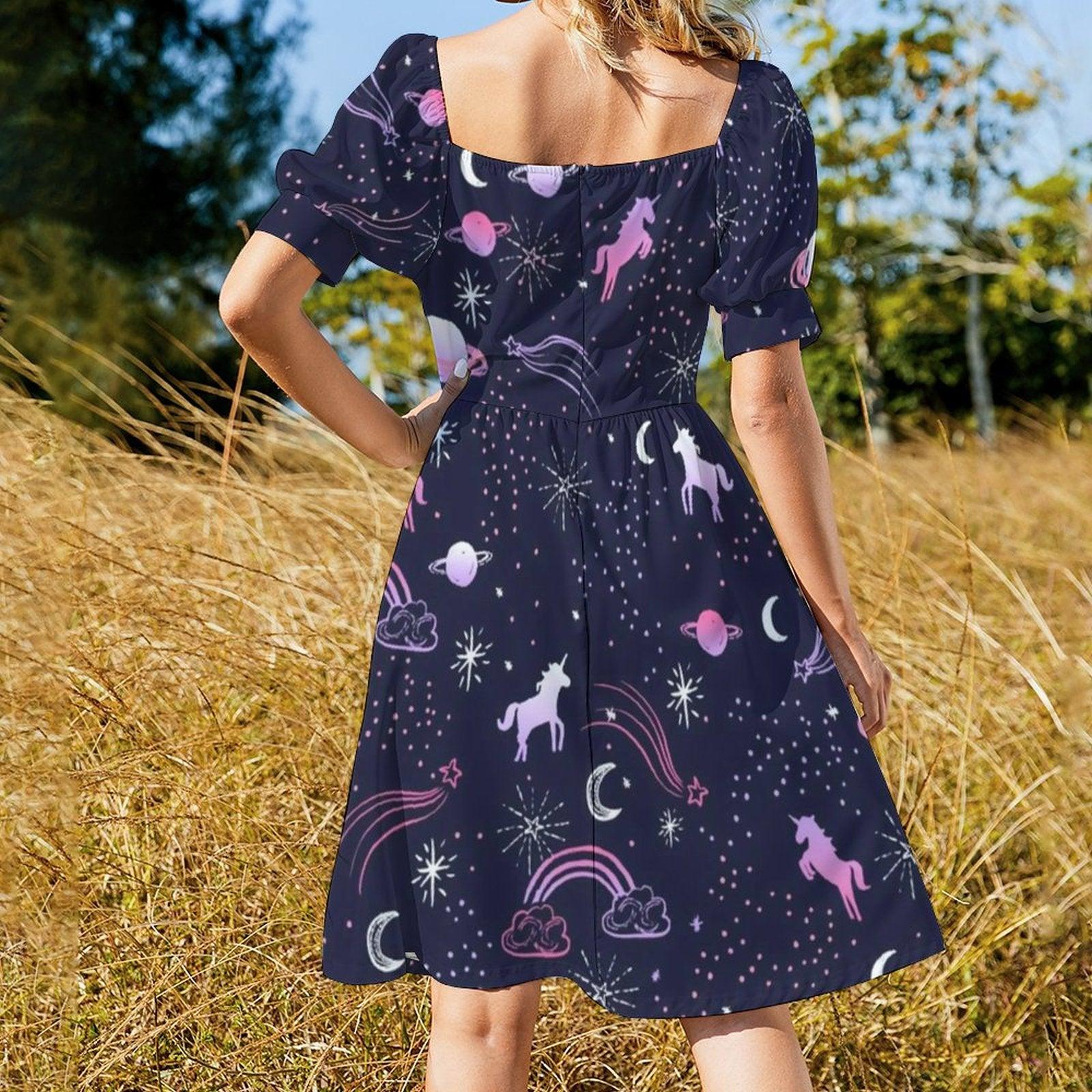 Robe légère été bleu licorne