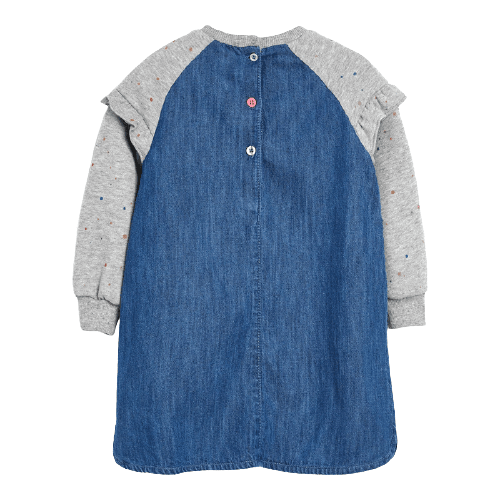 Robe Licorne Denim Manches Longues En Molleton Fille - Licorne