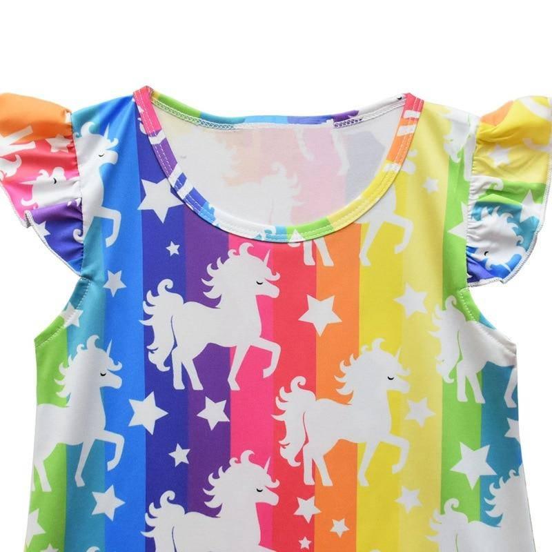 Robe Licorne Fille Arc-en-ciel Fluorescente - Une Licorne