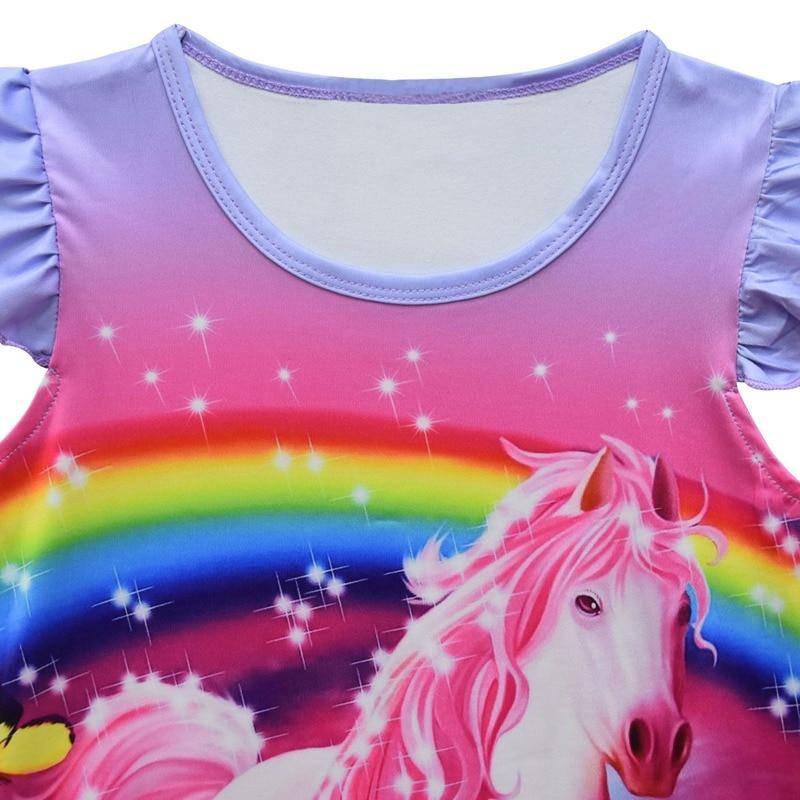 Robe Licorne Fille Arc-en-ciel Fluorescente - Une Licorne