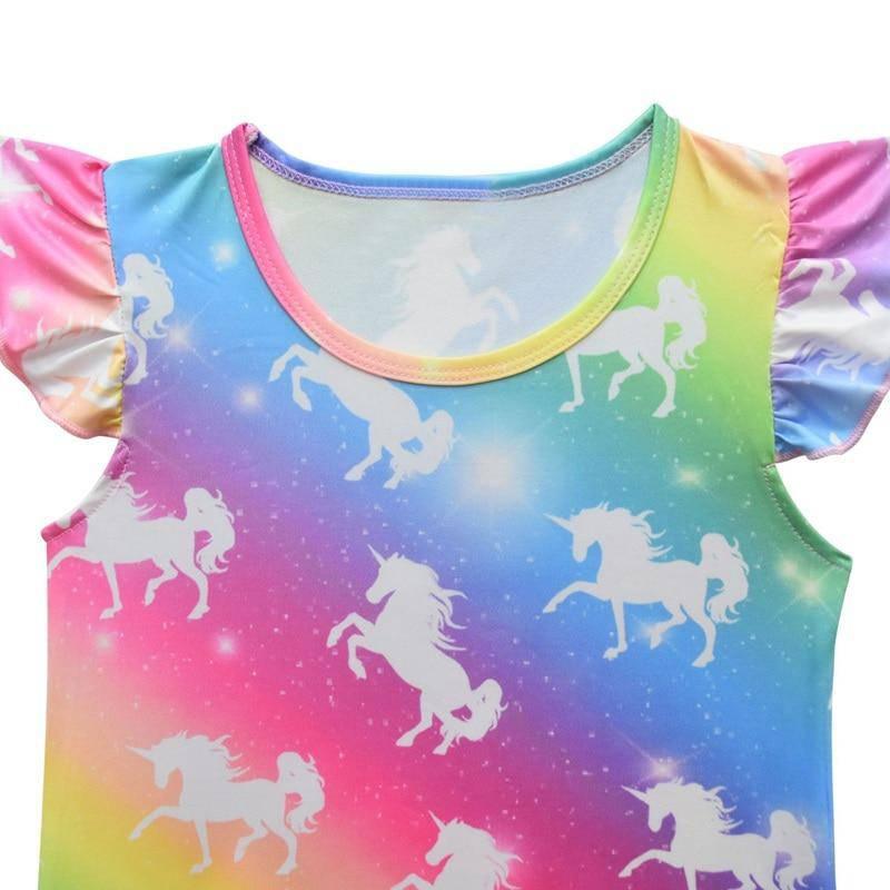 Robe Licorne Fille Arc-en-ciel Fluorescente - Une Licorne
