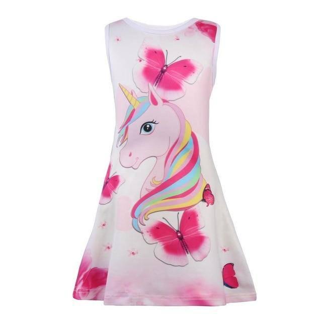 Robe Licorne Fille Motifs Papillons - Une Licorne