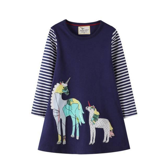 Robe Licorne Manches à Rayures - Une Licorne