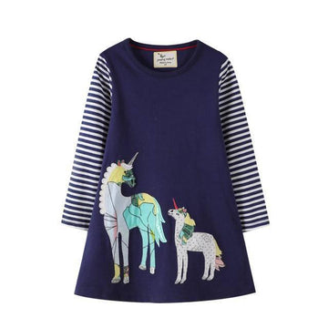 Robe Licorne Manches à Rayures - Une Licorne