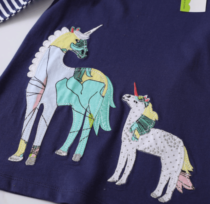 Robe Licorne Manches à Rayures - Une Licorne