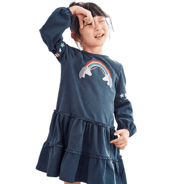 Robe licorne bleue manches bouffantes