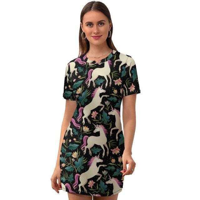 Robe Licorne Manches Courtes Femme - Licorne