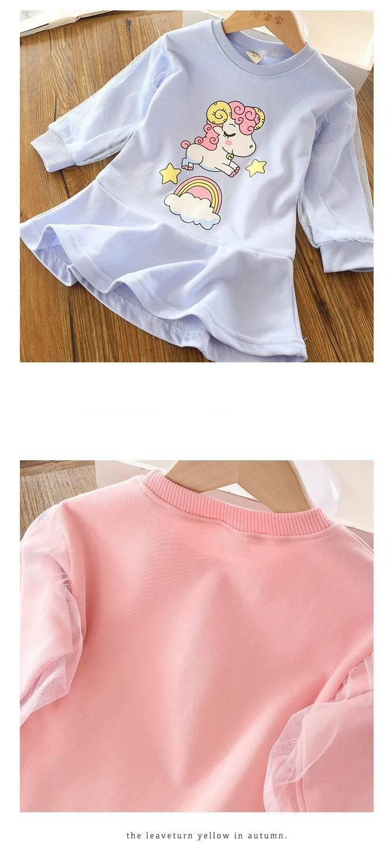 Robe Licorne Manches Stylées Fille - Licorne