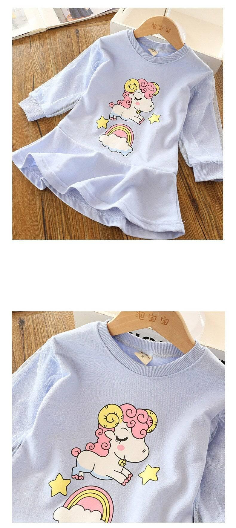 Robe Licorne Manches Stylées Fille - Licorne