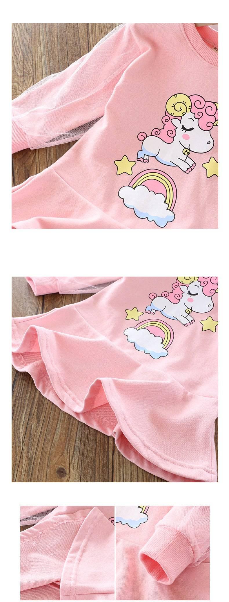 Robe Licorne Manches Stylées Fille - Licorne