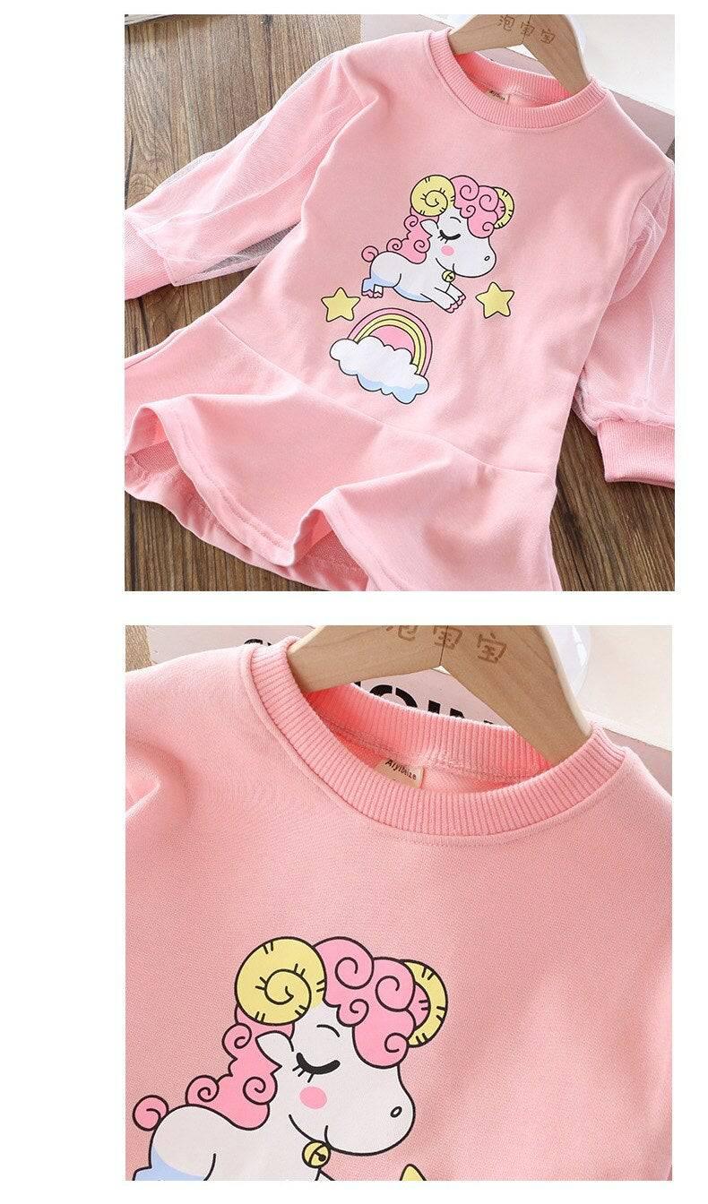 Robe Licorne Manches Stylées Fille - Licorne