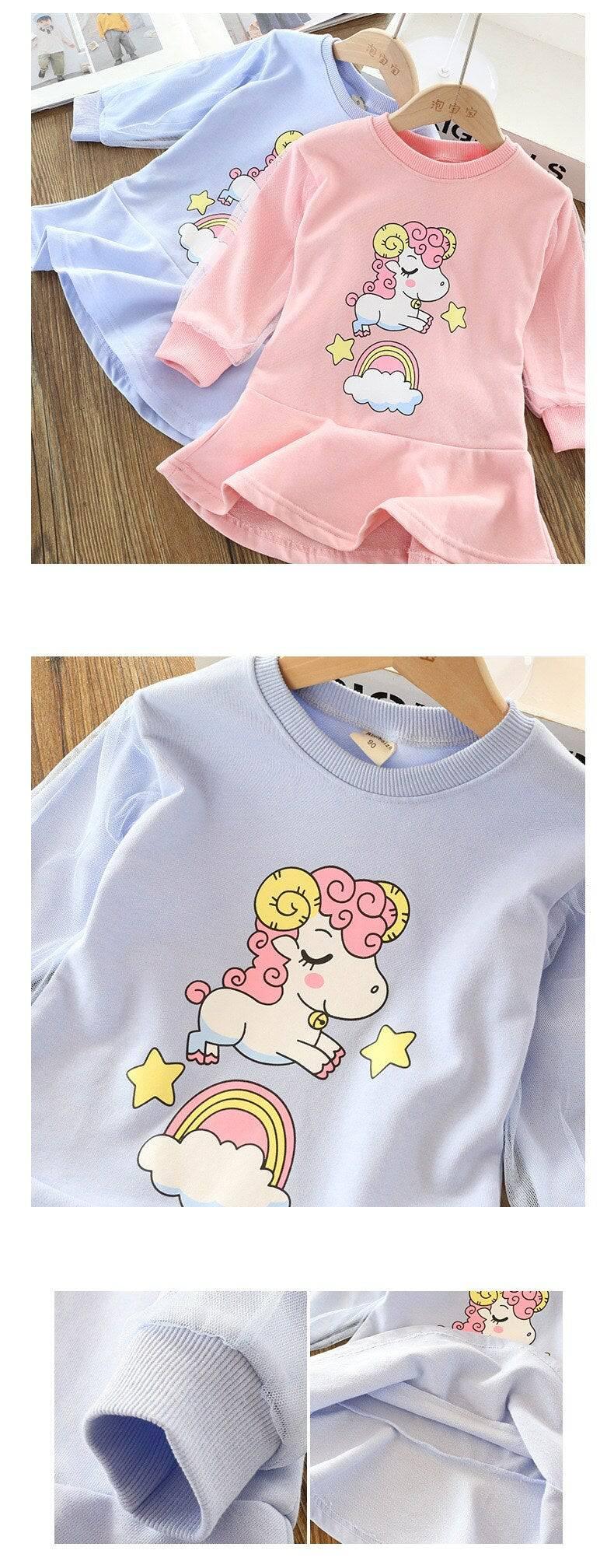 Robe Licorne Manches Stylées Fille - Licorne