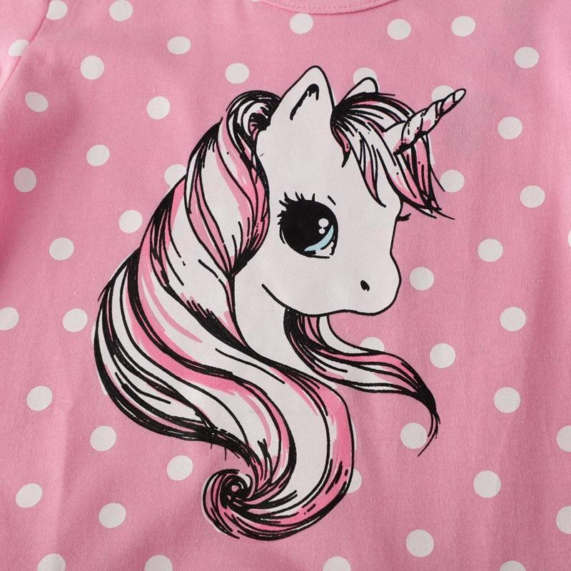 Robe Licorne Rose à Pois Blancs - Une Licorne