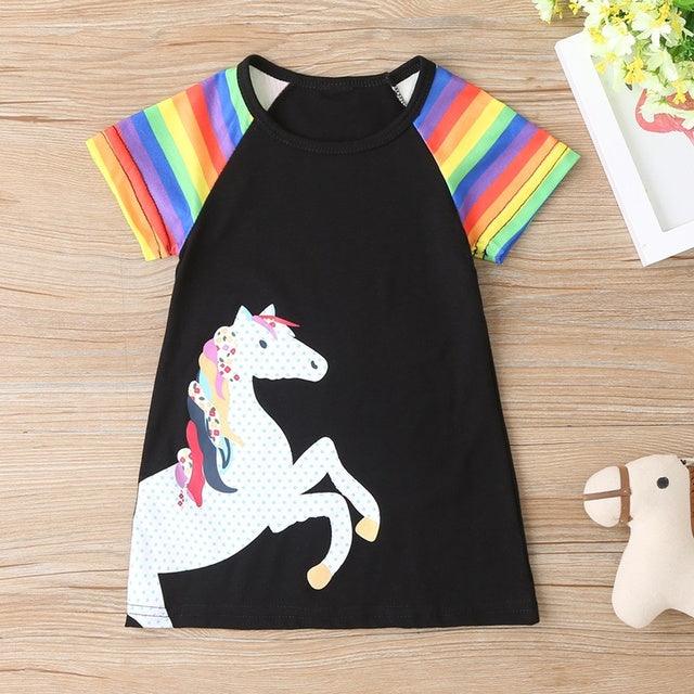 Robe Motif Licorne Fille noir