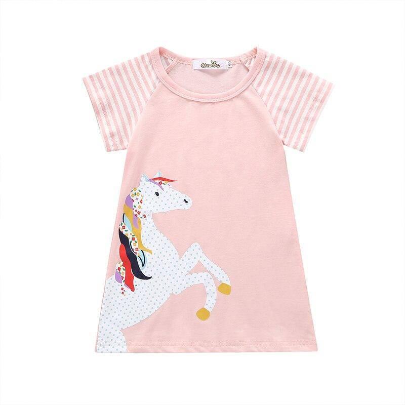 Robe Motif Licorne Fille rose