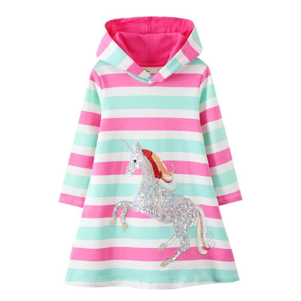 Robe sweat à capuche licorne