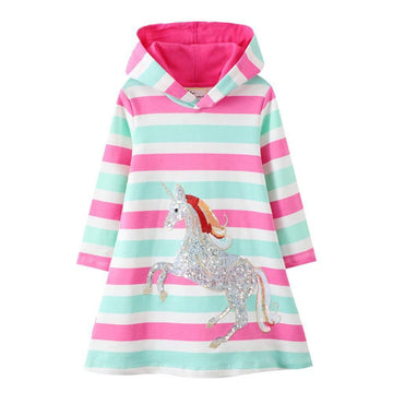 Robe sweat à capuche licorne