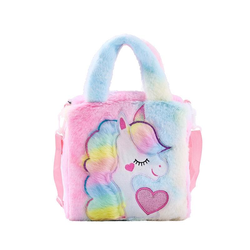 Sac à main licorne fourrure brodée