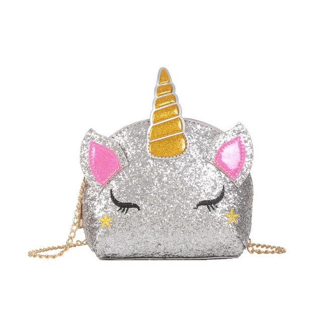Sac Licorne Paillette Argenté