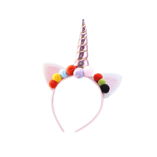 Serre-tête boules de coton licorne