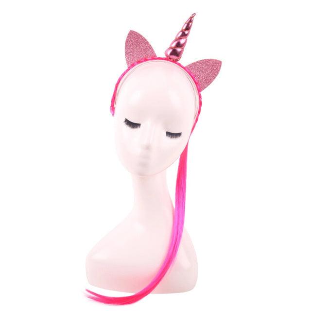 Serre-tête licorne avec faux cheveux - Licorne