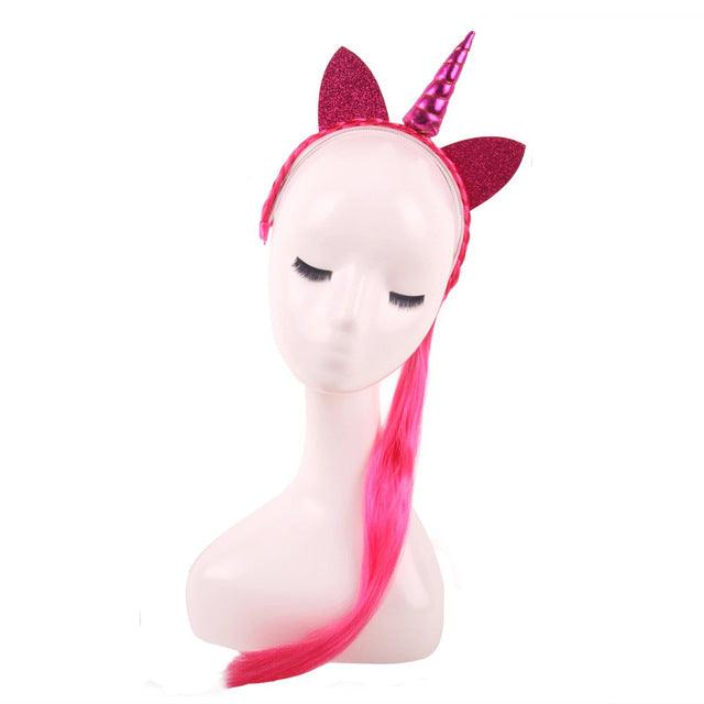 Serre-tête licorne avec faux cheveux - Licorne