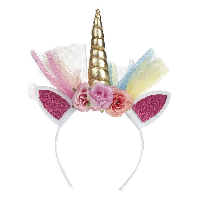 Serre-tête licorne fille doré