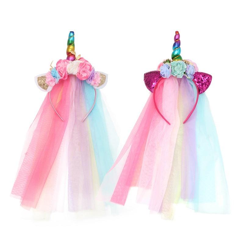 Serre-tête licorne florale avec traine - Licorne